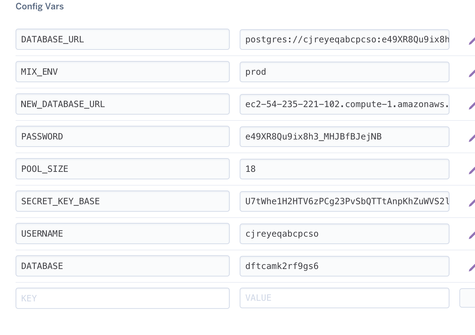 heroku config